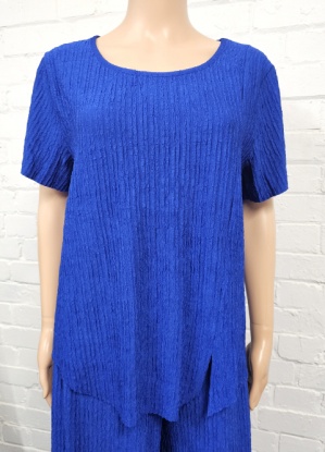 Rib Textured Asymmetric Short Sleeve Top